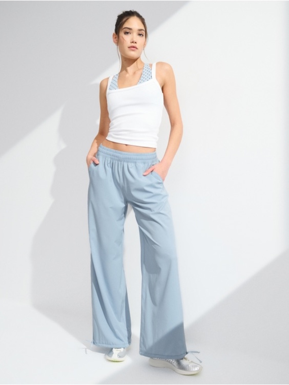 NWT Abercrombie Active YPB motionTEK Convertible Balloon Pant in Blue Grey Sz S - Picture 4 of 15